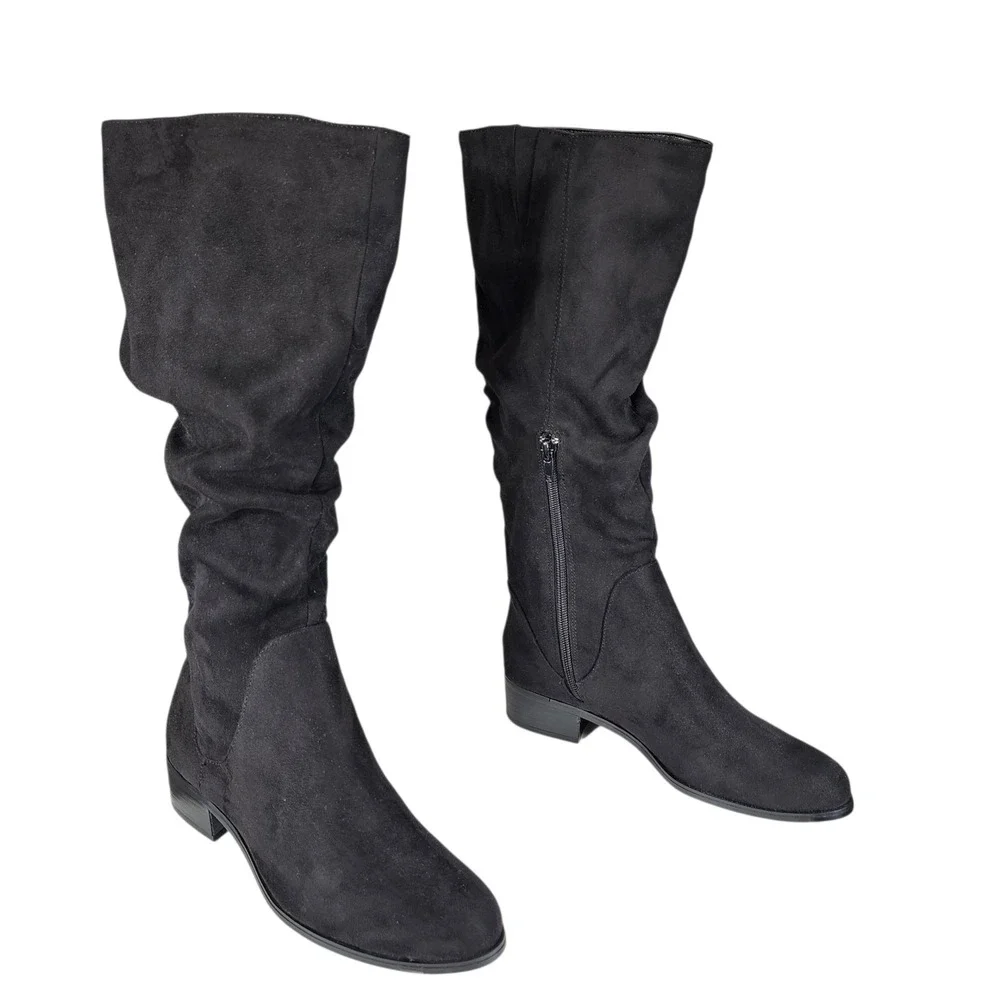 Charles by Charles David Knee High Boot sz 6M Women Guru Slouch Black Faux Suede
